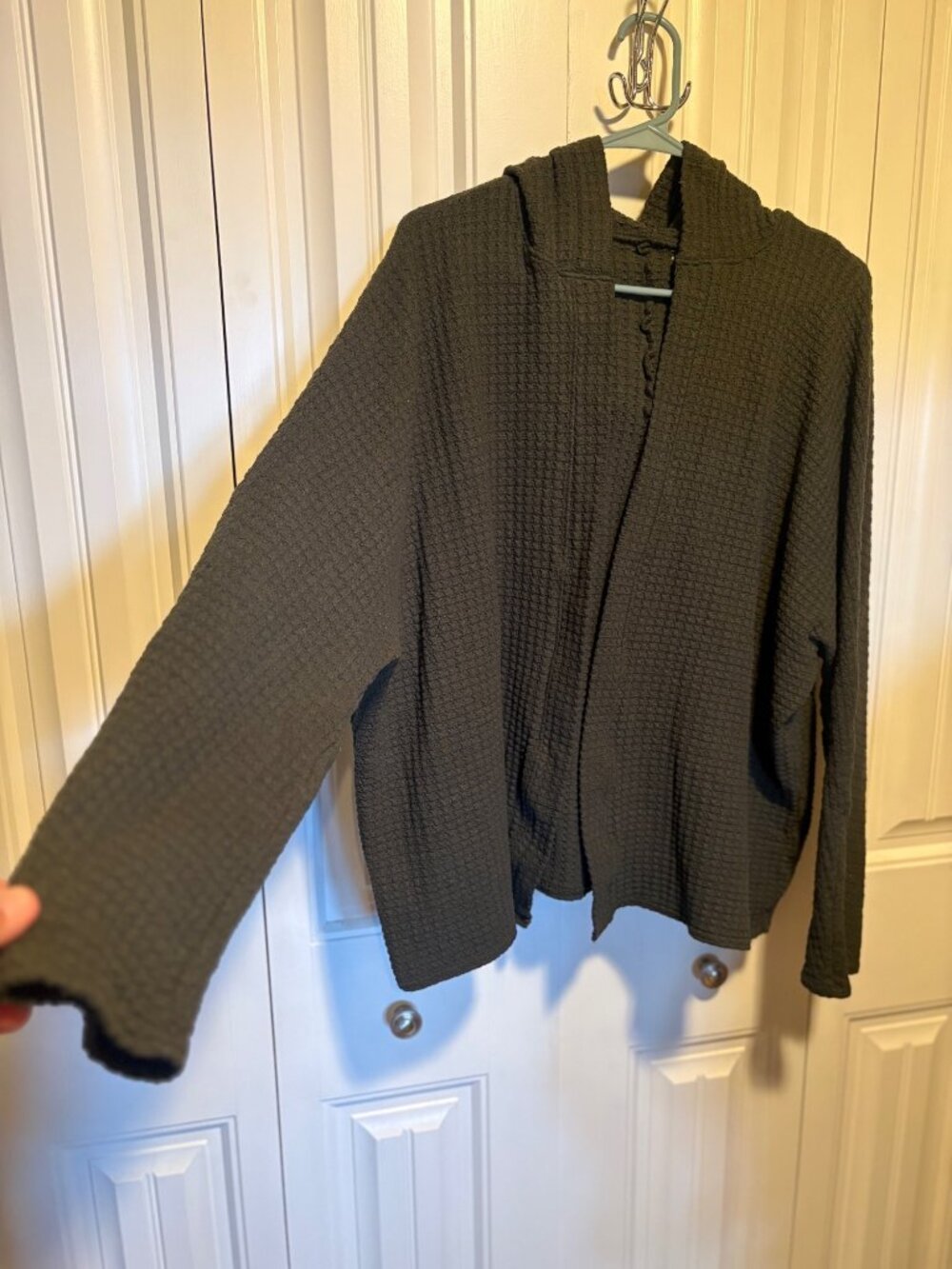 American Eagle Soft & Sexy Plush Waffle Sweater Jacket Olive Green Large